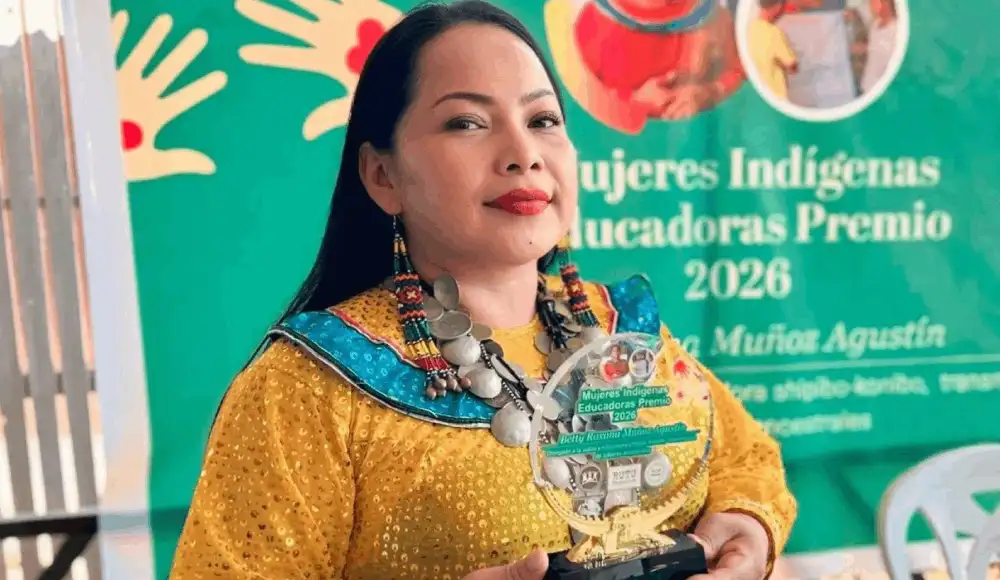 Educadora shipibo-konibo recibe premio internacional 2026. Educadora shipibo-konibo recibe premio internacional 2026.