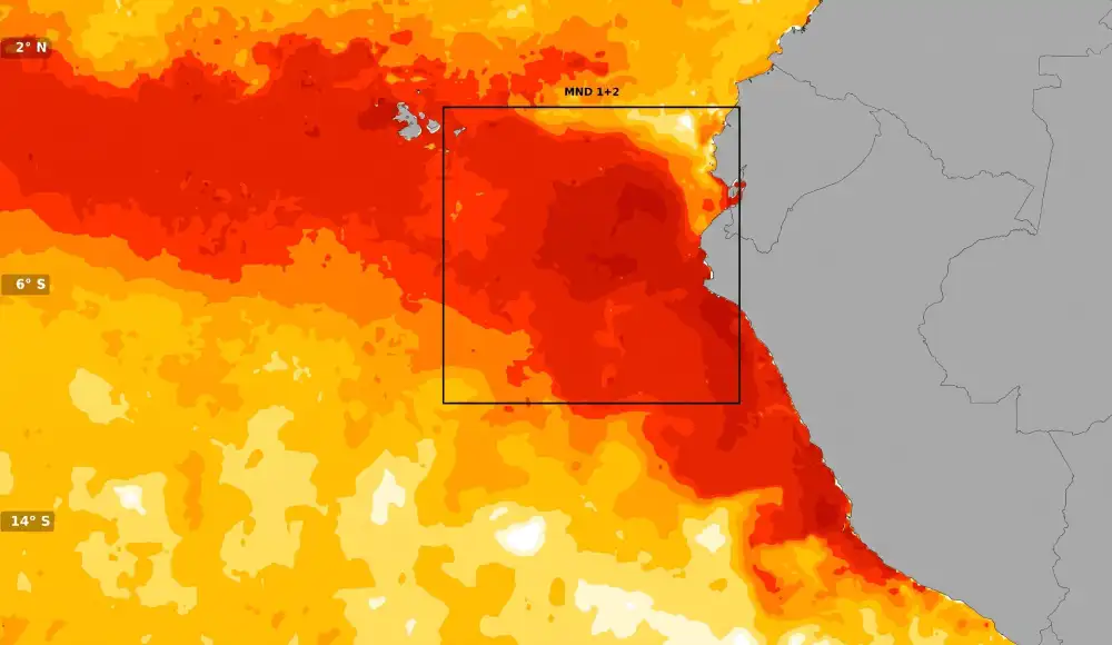 Mar peruano registra anomalías de hasta 8.5 °C en el norte Mar peruano registra anomalías de hasta 8.5 °C en el norte